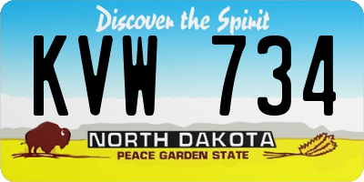 ND license plate KVW734