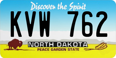 ND license plate KVW762