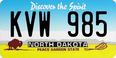 ND license plate KVW985