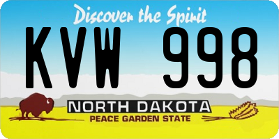 ND license plate KVW998