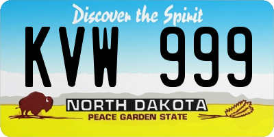 ND license plate KVW999
