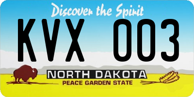 ND license plate KVX003