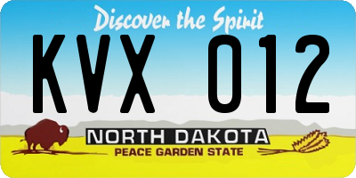 ND license plate KVX012