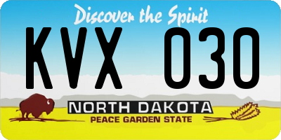 ND license plate KVX030