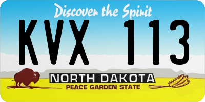 ND license plate KVX113