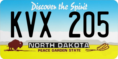 ND license plate KVX205