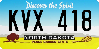 ND license plate KVX418
