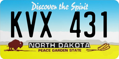 ND license plate KVX431