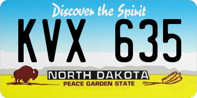 ND license plate KVX635