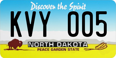 ND license plate KVY005