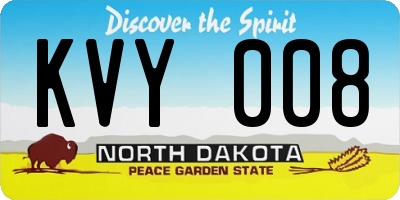 ND license plate KVY008
