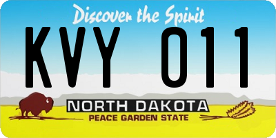 ND license plate KVY011