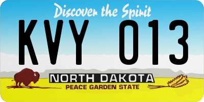 ND license plate KVY013