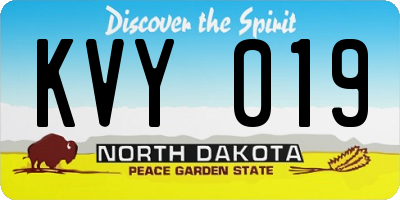 ND license plate KVY019