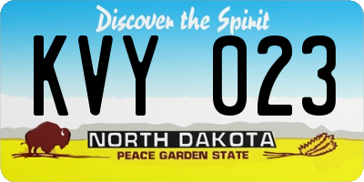 ND license plate KVY023