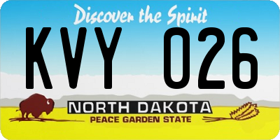 ND license plate KVY026