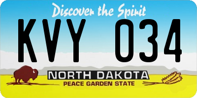 ND license plate KVY034