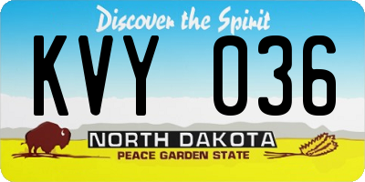 ND license plate KVY036