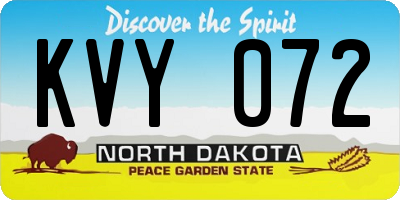 ND license plate KVY072