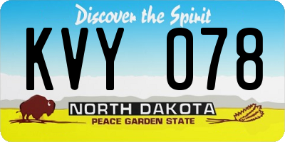 ND license plate KVY078
