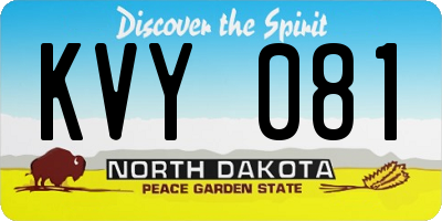 ND license plate KVY081