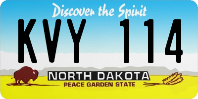 ND license plate KVY114