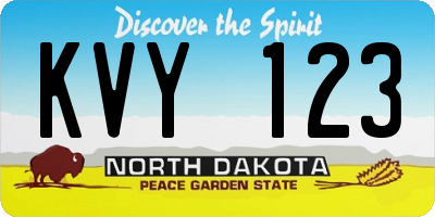 ND license plate KVY123
