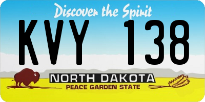 ND license plate KVY138