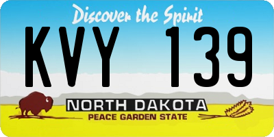 ND license plate KVY139