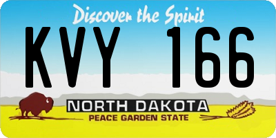 ND license plate KVY166