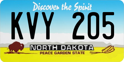 ND license plate KVY205