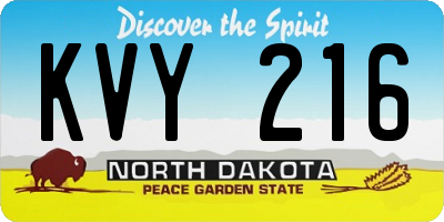 ND license plate KVY216