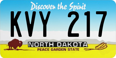 ND license plate KVY217