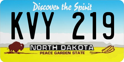 ND license plate KVY219