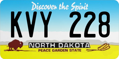 ND license plate KVY228