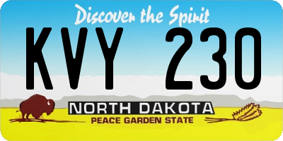 ND license plate KVY230