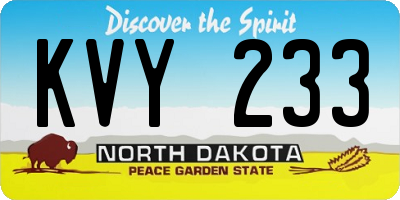 ND license plate KVY233