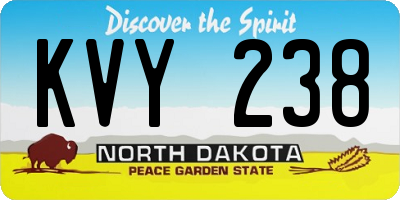 ND license plate KVY238