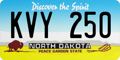 ND license plate KVY250