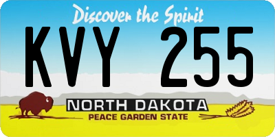 ND license plate KVY255