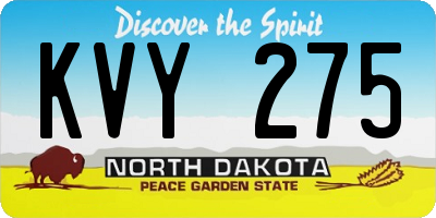 ND license plate KVY275