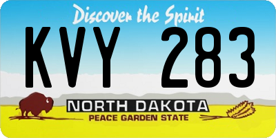 ND license plate KVY283