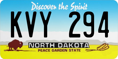 ND license plate KVY294