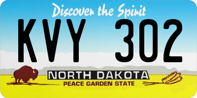 ND license plate KVY302