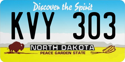 ND license plate KVY303