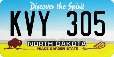 ND license plate KVY305