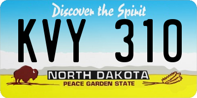 ND license plate KVY310