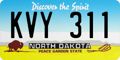 ND license plate KVY311