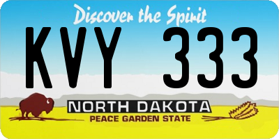 ND license plate KVY333