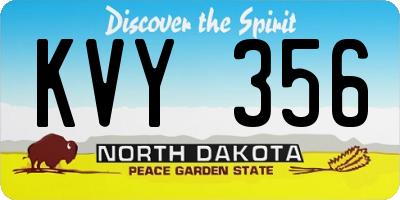 ND license plate KVY356